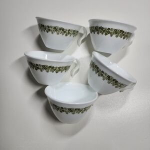 Corelle Spring Blossom set of 5 Hook Handle Coffee Cups.
